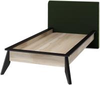 Кровать односпальная Нео (СМ 90х200) с основанием ( 90х200 , ЛДСП/ткань , дуб рокпайл-черный-бруно 8 , без подъемного мех. , без ящиков , без матраса (Регина) ) в Мариуполе от производителя 