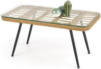 Стол журнальный Halmar Gardena (металл окрашенный, стекло-ротанг-натуральный,  черный (Halmar ) ) в Мариуполе от производителя 