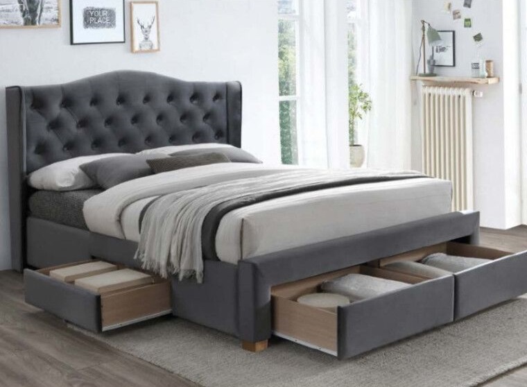 Фото Кровать двуспальная Signal Aspen velvet bluvel II (СМ 160х200) c ортопедическим основанием от производителя Signal в Мариуполе по цене 99 730 ₽