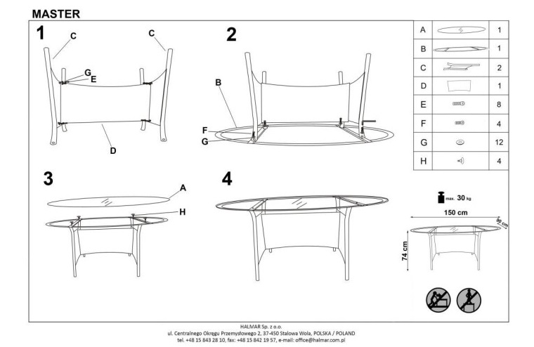 Фото Стол обеденный Halmar Master от производителя Halmar  в Мариуполе по цене 23 260 ₽