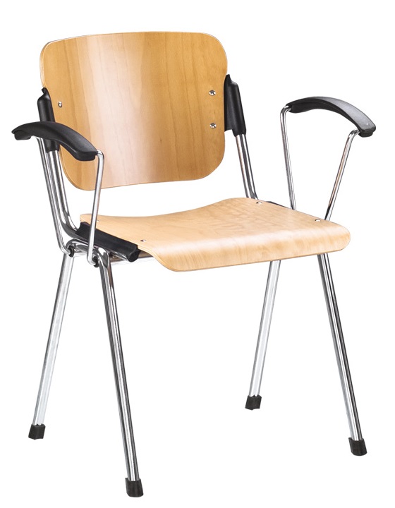 Фото Стул для посетителя Эра (Era) wood arm (хром) от производителя Новый стиль в Мариуполе по цене 4 840 ₽