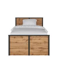 Кровать односпальная Loft LOZ120x200 (СМ 120х200) с основанием ( 120х200 , ЛДСП , дуб вотан-черный матовый , без подъемного мех. , без ящиков , без матраса (Black Red White (БРВ)) ) в Мариуполе от производителя 