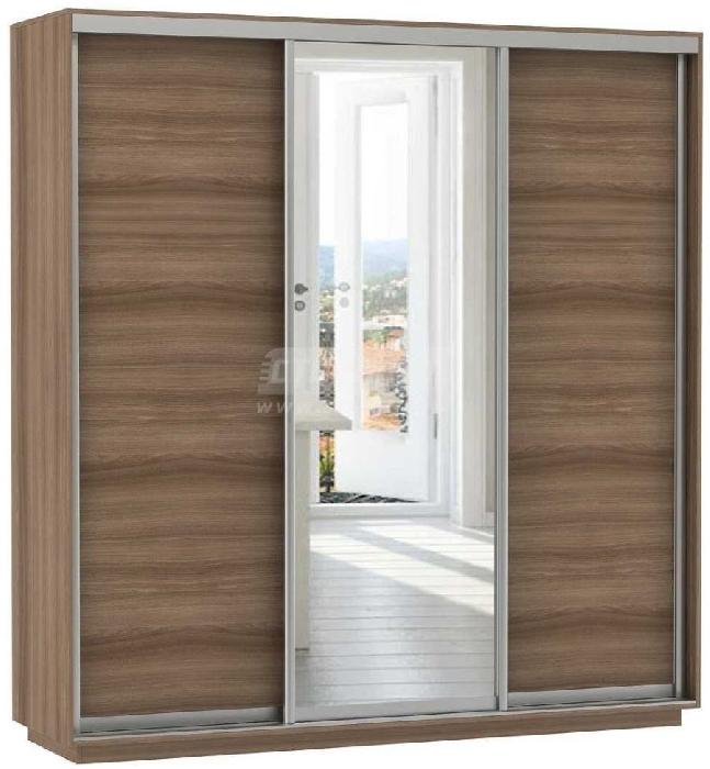Шкаф-купе Экспресс Трио Медиум (2,4х0,6х2,2 - 3 двери) (Материал дверей:лдсп-зеркало, цвет дверей:ясень шимо темный-зеркало-ясень шимо темный, цвет каркаса:ясень шимо темный (Мебельная компания Е1) )