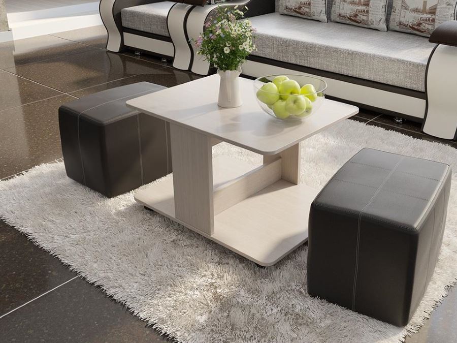 Фото Стол журнальный Капри с пуфиками от производителя ТриЯ в Мариуполе по цене 9&nbsp;160 ₽