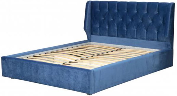 Кровать двуспальная Дионис (140х200) с подъемным механизмом ( 140х200 , ЛДСП/ткань , блю , с подъемным мех. , с коробом , без матраса (Олмеко) )