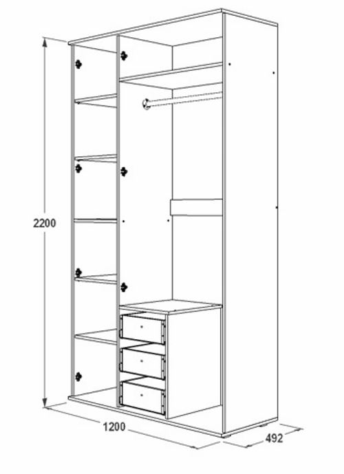 Фото Шкаф Ольга-14 (120) трехдверный  от производителя Фант-мебель в Мариуполе по цене 23 110 ₽