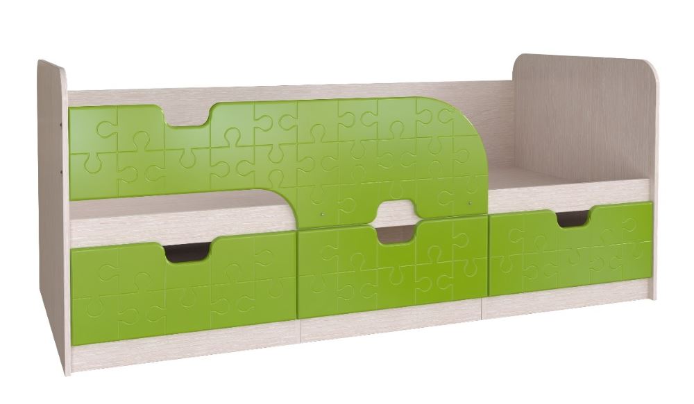 Кровать детская Минима (СМ 80х186) ( 80х186 , ЛДСП/МДФ , дуб атланта/лайм , без подъемного мех. , ящики в комплекте , без матраса (БТС) ) в Мариуполе от производителя 